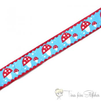 16mm fly agaric woven ribbon