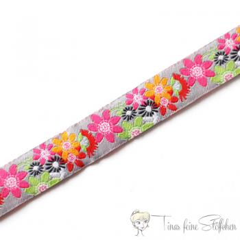 16mm flowers woven ribbon