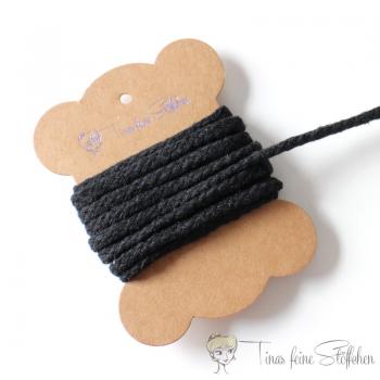 5mm braided cotton cord in black