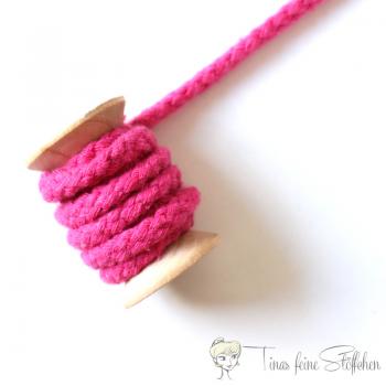 8mm braided cotton cord rosy