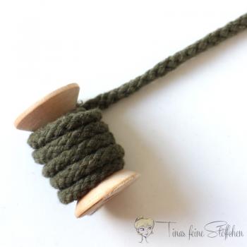 8mm braided cotton cord olive green