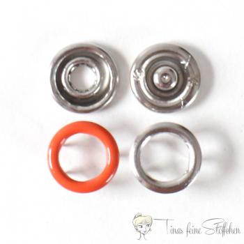 10er Set offene 9,5mm Jersey Druckknöpfe in der Farbe Orange