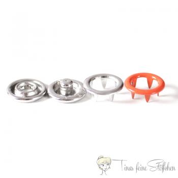 10er Set offene 9,5mm Jersey Druckknöpfe in der Farbe Orange