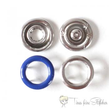 10er Set offene 9,5mm Jersey Druckknöpfe in der Farbe Blau