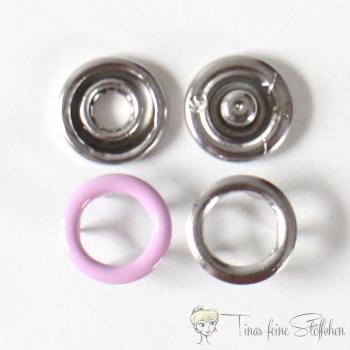 Set of 10 open 9,5mm Jersey snaps in the colour light pink