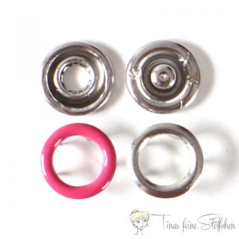 10er Set offene 9,5mm Jersey Druckknöpfe in der Farbe Fuchsie