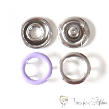 Set of 10 open 9,5mm Jersey snaps in the colour light purple