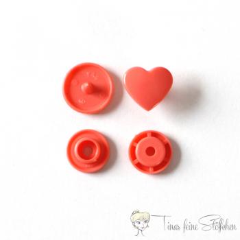 Set of 10 KAM-Snaps T5 hearts salmon - Ø 12,4mm