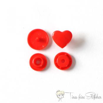 Set of 10 KAM-Snaps T5 hearts red - Ø 12,4mm