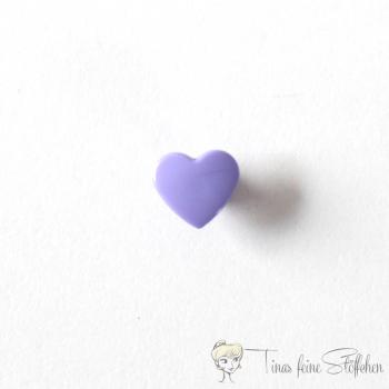 Set of 10 KAM-Snaps T5 hearts lilac - Ø 12,4mm