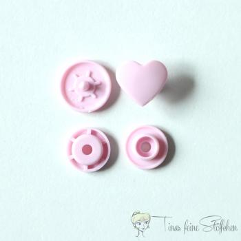 10er Set KAM-Snaps T5 Herzchen rosa - Ø 12,4mm