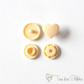 Set of 10 KAM-Snaps T5 hearts apricot - Ø 12,4mm