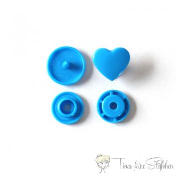 Set of 10 KAM-Snaps T5 hearts blue - Ø 12,4mm