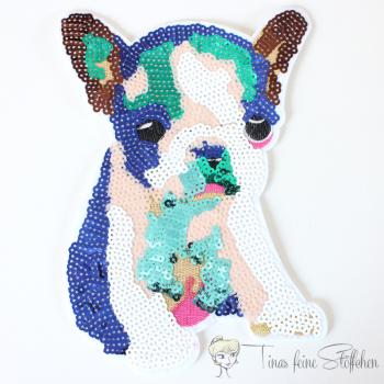 Puppy iron on sequins application - Kopie