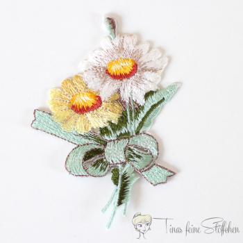 Flowers with mesh iron on embroidery application