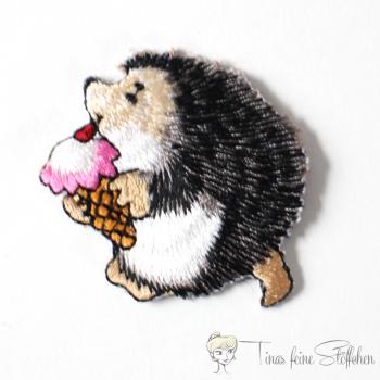 Small hedgehog with ice cream embroidery application