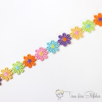 Bunte Gänseblümchen gestickte Spitze - ca. 2,6cm breit