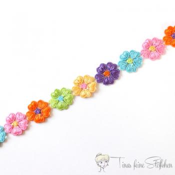 Colourful heartflower embroidered lace - approx. 2.6cm wide