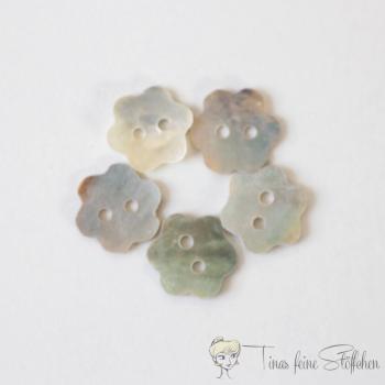 set of 5 mother-of-pearl flower buttons - 13mm - 2 holes