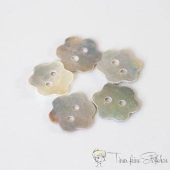 set of 5 mother-of-pearl flower buttons - 13mm - 2 holes