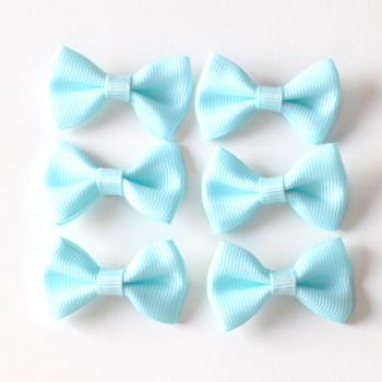 6 pieces mint bows - ca. 3,5x2cm made of polyester