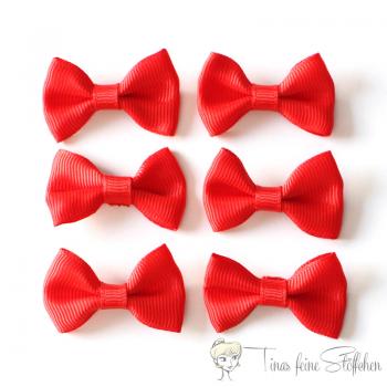 6 pieces red bows - ca. 3,5x2cm made of polyester