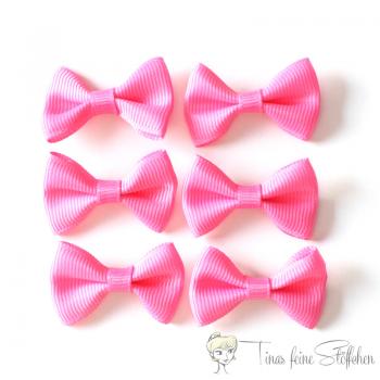 6 pieces pink bows - ca. 3,5x2cm made of polyester