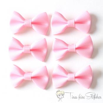 6 pieces ligth pink bows - ca. 3,5x2cm made of polyester