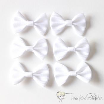 6 pieces white bows - ca. 3,5x2cm made of polyester