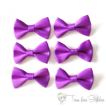 6 pieces purple bows - ca. 3,5x2cm made of polyester