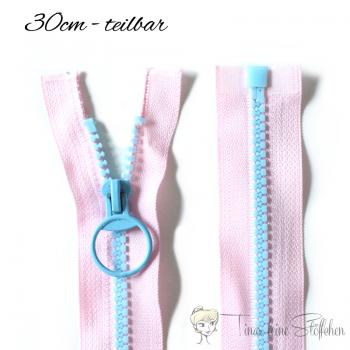 Zipper pink-light blue - divisible 30cm