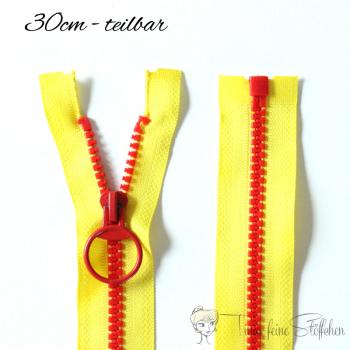 Zipper yellow-red brown - divisible 30cm