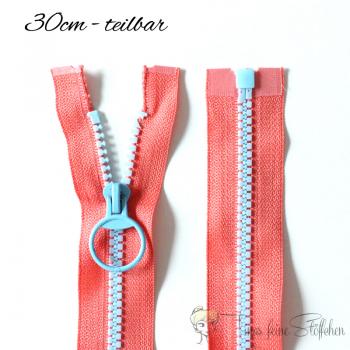 Zipper pink-light blue - divisible 30cm