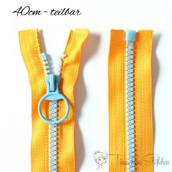 Zipper orange-light blue - divisible 40cm