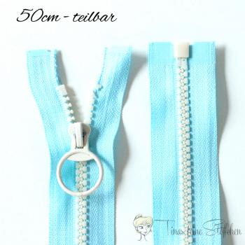 Zipper light blue-beige - divisible 50cm