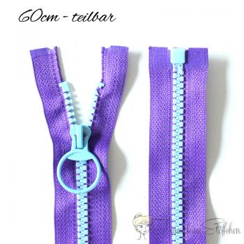 Zipper dark purple-light blue - divisible 60cm