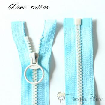 Zipper light blue-beige - divisible 60cm