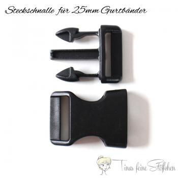 Steckschnalle schwarz für 25mm Gurtbänder