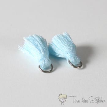 2cm tassel sky blue cotton - with metal ring