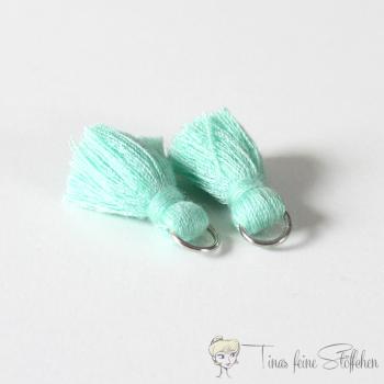 2cm tassel mint cotton - with metal ring