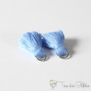 2cm tassel cornflower blue cotton - with metal ring beige