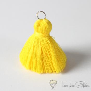 4cm yellow cotton tassel - with metal ring