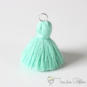 4cm mint cotton tassel - with metal ring