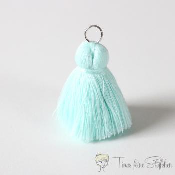 4cm aqua cotton tassel - with metal ring