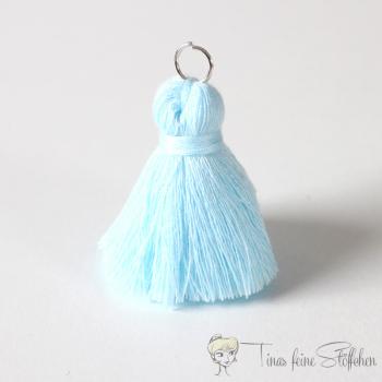 4cm light blue cotton tassel - with metal ring