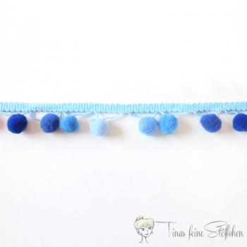 Blue PomPon ribbon - approx. 1,5cm width and 1cm pompoms