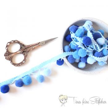 Blue PomPon ribbon - approx. 1,5cm width and 1cm pompoms