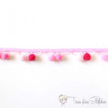 Pink PomPon ribbon - approx. 1,5cm width and 1cm pompoms