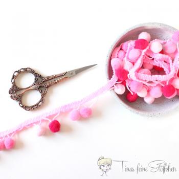 Pink PomPon ribbon - approx. 1,5cm width and 1cm pompoms