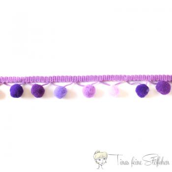 Violettes PomPon Band - ca. 1,5cm Breite mit 1cm Pompons